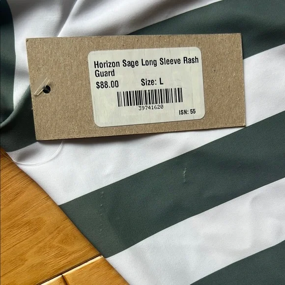 Albion Horizon Sage Long Sleeve Rash Guard Striped Swim - Picture 3 of 6